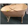 Image 2 : Vintage Bassinet on Stand with woven rattan - Cream coloured on wheels - excellent condition - just