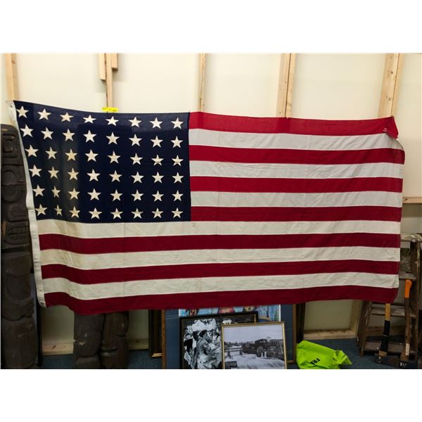 Vintage American Flag with 48 Stars pre 1959  - approx. 110in x 56in