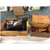 Image 1 : Two Boxes of Vintage Tools and boxes - including Sunbeam Hedge Trimmer, Black & Decker Drill and Vin