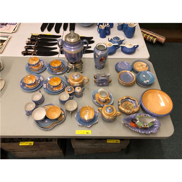 Group Lot of Japanese Luster Ware approx. 61 pieces including lids