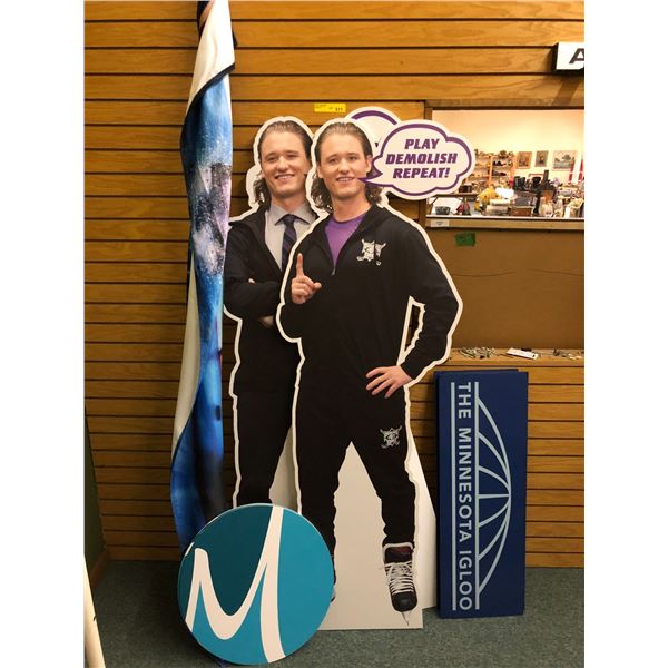 Group of Movie Props from the Hockey Show - Life Size Cut-out (x2), Hockey Banner, Minnesota Igloo S