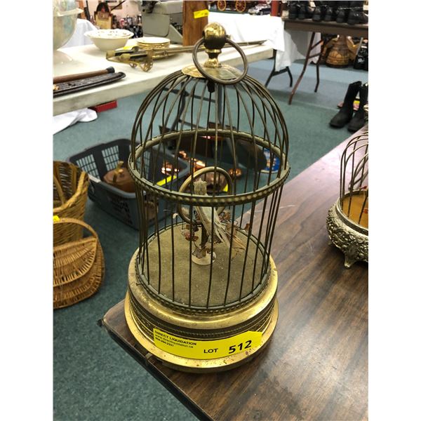 Vintage 1950's Musical Bird Cage - Mechanical automated bird hopper - uses a clock motor. - Larger o