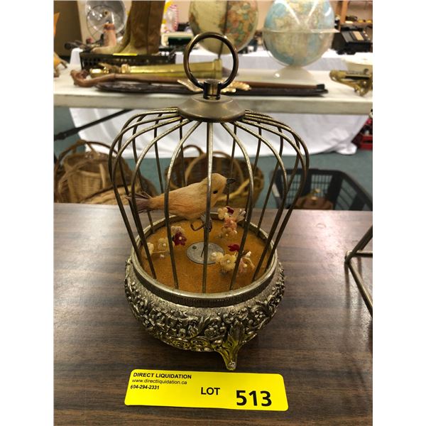 Vintage 1950's Musical Bird Cage - Mechanical automated bird hopper - uses a clock motor.