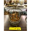 Image 1 : Vintage 1950's Musical Bird Cage - Mechanical automated bird hopper - uses a clock motor.
