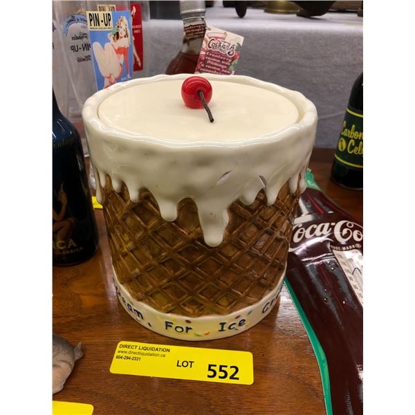 Ice Cream Cookie Jar - with words " I Scream You Scream All Scream for Ice Cream"