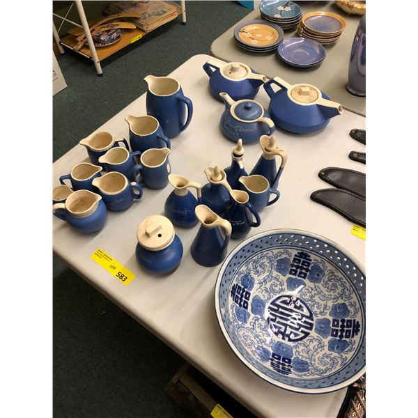 Group Lot of The Blue of Devon - Tea Pots, Milk jugs, and small containers