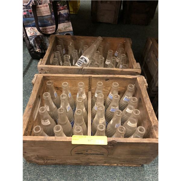 Two Vintage Wooden Crates  - King Size Mission Beverage Glass Bottles - approx. 48 bottles