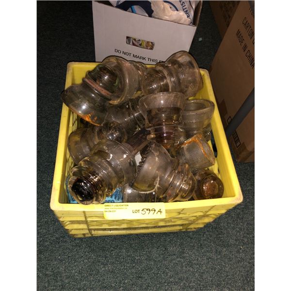 Box of Vintage Telephone/Telegraph Glass Conductors