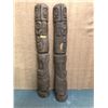 Image 1 : Pair of Tiki Style Totem Poles - each approx. 9in wide x 68in tall
