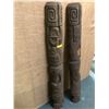 Image 3 : Pair of Tiki Style Totem Poles - each approx. 9in wide x 68in tall