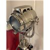Image 1 : Movie Spotlight Tripod - Chrome and Wood - Reproduction - approx. 68in tall