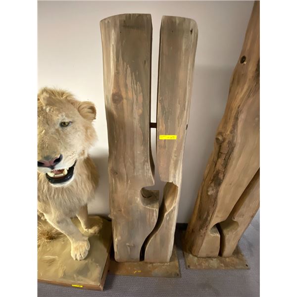 Standing Driftwood Art - on steel base - approx. 29in x 16in x 77 1/4in