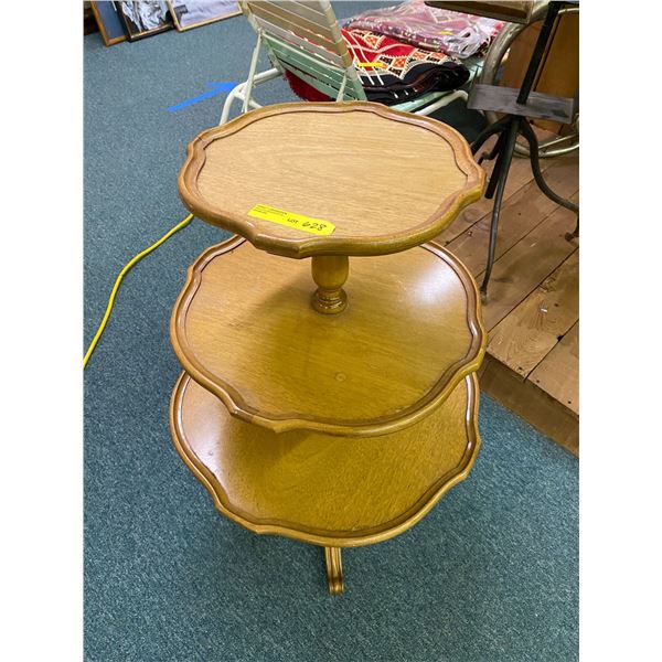 Three Tiered Antique Display Table - approx. 24in x 24in x 36in