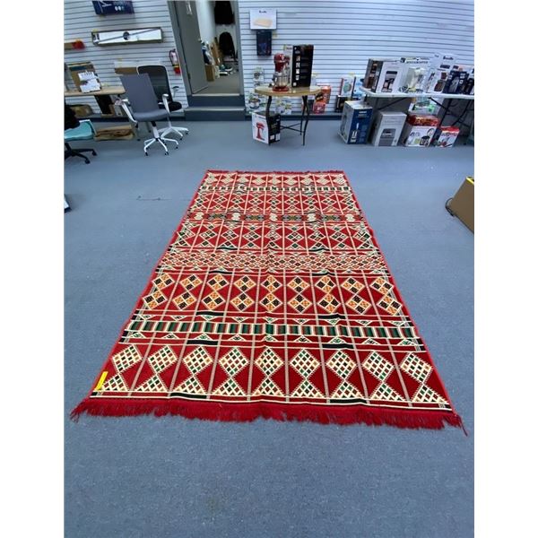 Kilim Rug From Turkey - Approx. 200cm  x 300 cm (6'6" x 10') - Red & Cream Pattern - New