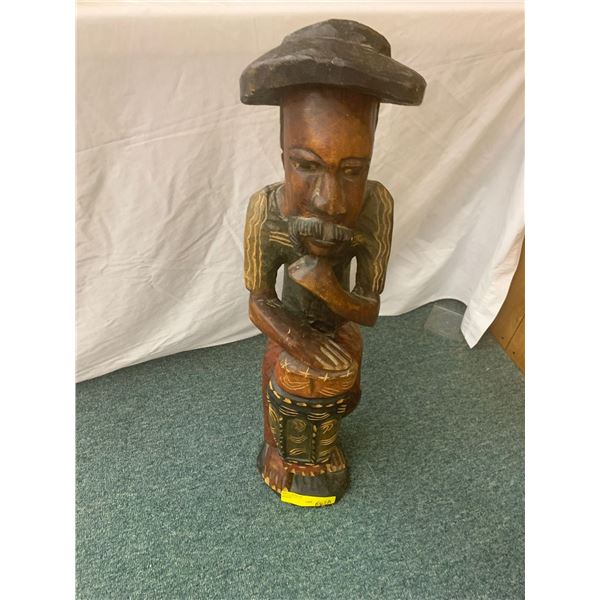 Wood Man playing Drums - 31in tall