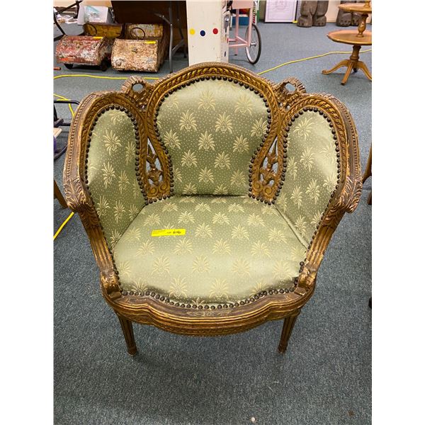 1880 French Gilded 1/2 Round/Barrel Chairs - Period correct upholstery (reupholstered).  Real Gold G