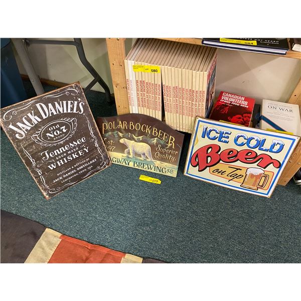 Group of Three Signs - Jack Daniels, Polar Bock Beer and Ice Cold Beer on Tap