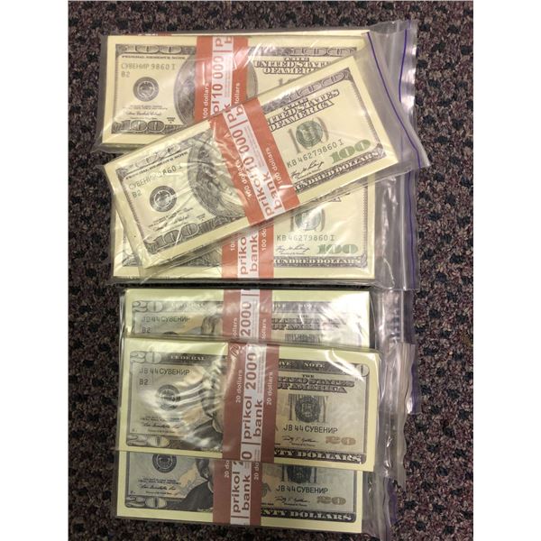 Movie Set - Prop Money - $100,000 (in Groups of $100 and $20's) - US Currency