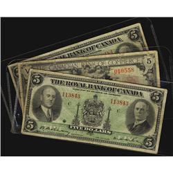 The Canadian Bank of Commerce & The Royal Bank of Canada.  Lot of three notes including CH-75-18-02,