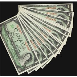 1967 $1 BC-45bA  A lovely run of sixteen consecutive replacement notes.   Beattie-Rasminski, *B/M127