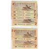Image 1 : 1986 $2 BC-55a . Lot of 6 notes including 3 consecutive AUK prefixes, 1 x AUK and 2 x BRX.  All UNC