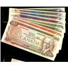 Image 1 : 1969-1979 Multicolor Specimen Set.  Includes 9 notes from $1 to $100 as issued at the Bank of Canada