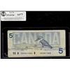 Image 1 : 1986 $5 BC-56aA ENX, Crow Yellow back plate.  Lot of 5 notes. Average grade Fine