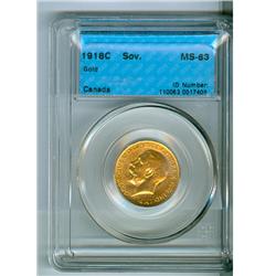 1918c Sovereign Gold CCCS MS63, strong lustre with good eye appeal. 