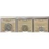 Image 1 : 1941c 5¢ ICCS AU58, 1917c 25¢ ICCS EF45 and 1904H ICCS EF40.  Lot of three NFLD.