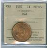 Image 1 : 1907 1¢ ICCS MS65 Red, attactive and fully lustrous 90% red. 