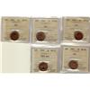 Image 1 : 1943, 1944, 1945, 1951, 1953 NSF.  Lot of 5 ICCS graded 1¢ coins, all MS63 Red. 
