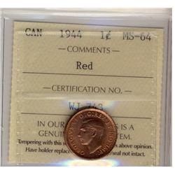 1944 1¢ ICCS MS64RD.  Tough example in this grade.  