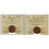 Image 1 : 1948 A off dent., 1951  Lot of 2 ICCS graded 1¢ coins, both MS64 Red.  