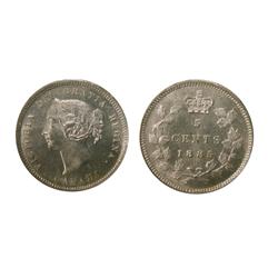 1885 small 5 5¢ ICCS MS64PQ. Wow! Wow! An amazing Victoria five cent silver example.   