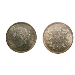 1887 5¢ 7 over 7  ICCS MS64PQ. Wow! Wow! An amazing Victoria five cent silver example.  