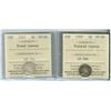 Image 1 : 1909 Ptd Lvs and 1910 Rd. Lvs. 5¢ Lot of 2 ICCS graded 5¢ coins, both VF20; 