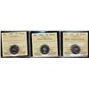 Image 1 : 1947 5¢ ML MS63 light corrosion, 1964 E.W.L. MS62 and 1960 PL65 Lot of 3 ICCS graded coins, 