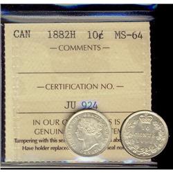 1882H 10¢ ICCS MS64.  Sparkling white issue.  Top 4 graded.