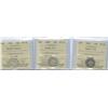 Image 1 : 1899 Sm.9's, 1899 Lg.9's and 1909 Br. Lvs.  Lot of 3 ICCS graded 10¢ coins, all VF20.  