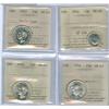 Image 1 : 1952 10¢ - 1950 25¢.  Lot of four Mintstate coins all ICCS graded. Includes 1952 10¢ MS64, 1947 ML 2