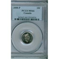 2000P 10¢ PCCS MS66. Fully lustrous. A nice example.