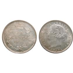 1858 20¢ ICCS MS64.  Lustrous white issue. Great lustre with lovely surfaces and fields. 