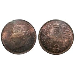 1871 25¢ Obv. 2 ICCS MS64.  Golden and reddish toning.
