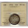 Image 1 : 1916 25¢ ICCS MS64.  Attractive and lustrous issue.