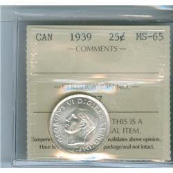 1939 25¢ ICCS MS65.  Frosted full white issue.