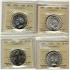 Image 1 : 1942, 1952, 1958, 1967  Lot of 4 ICCS graded 50¢ coins, all MS64 and mostly brilliant. 