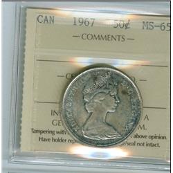 1967 50¢ ICCS MS65PQ+.  Superbly toned. Excellent strike with clean fields and lovely surfaces. 
