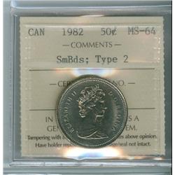 1982 50¢ SmBds Type 2  ICCS MS64.