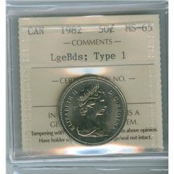 1982 50¢ SmBds Type 1  ICCS MS65.