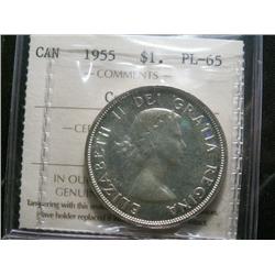 1955  $1  ICCS PL65 CAMEO.  Fully brilliant and lustrous with a strong Cameo contrast.